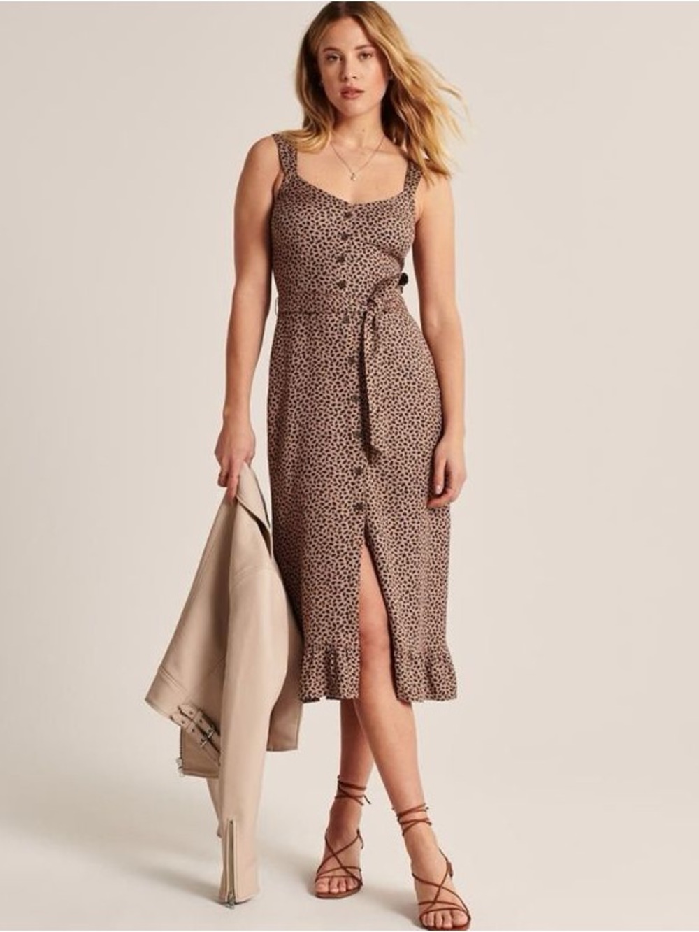 Abercrombie & Fitch Brown Printed Midi Dress